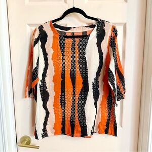Orange and black lightweight top